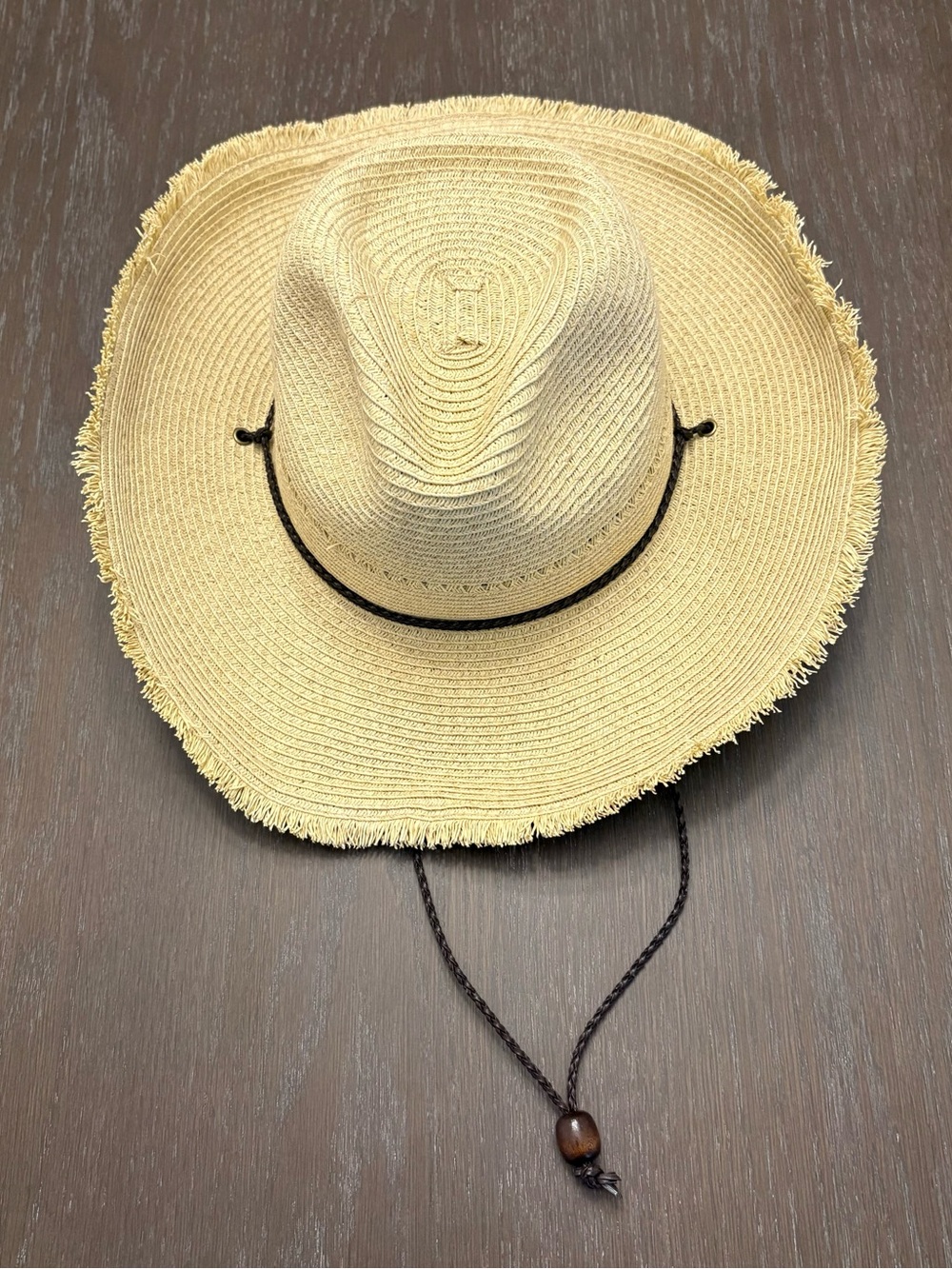 Vince Camuto Natural Straw Hat with Frayed Brim